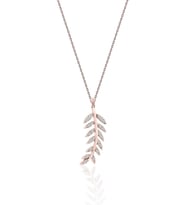 925 Ayar Zirkon Taşlı Yaprak Model Gümüş Kadın Kolye (Rose)