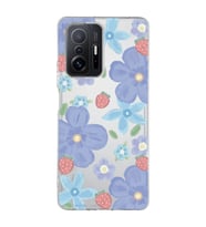 Redmi Mi 11T/Mi 11T Pro Uyumlu Çiçek ve Çilek Desenli Şeffaf Telefon Kılıfı