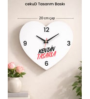Kendin Tasarla Kalp MDF Duvar Saati 20 cm Kişiye Özel Baskılı Kalp Saat Dekoratif Duvar Saati