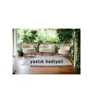 Krem Çay Seti Koltuk Takımı - Ofis Balkon Kafe Bahçe Salon Mobilyası 2+1 +1