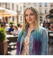 Afrika Örgüsü Ve Rasta İçin Sen Ombreli / Platin / Turkuaz Mavi / Açık Mor