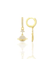 Gümüş altın yaldızlı zirkon taşlı yıldızlı satürn gezegen küpe SGTL12707GOLD