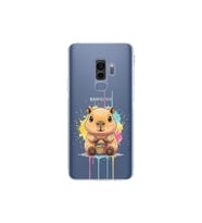 Samsung Galaxy S9 Plus ile Uyumlu Splash Kapibara Tasarımlı Şeffaf Silikon Kılıf