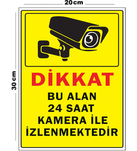 Metal Bu Alan 24 Saat Kamera İle İzlenmektedir 20cm x 30cm A4 Büyüklüğünde Uyarı Levhası Yönlendirme