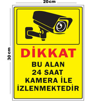 Metal Bu Alan 24 Saat Kamera İle İzlenmektedir 20cm x 30cm A4 Büyüklüğünde Uyarı Levhası Yönlendirme