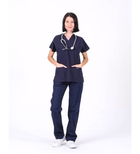 Mervem Takım V Yaka Tree Cotton Hemşire (Lacivert)