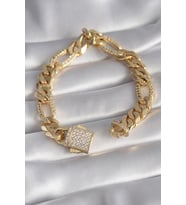 Gold Renk Zirkon Taşlı Zincir VIP Exclusive Seri Gurmet Model Kadın - TJ-BB5917