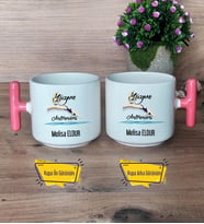 Kadın Yüzme Antrenörü Kupa Bardak T Pembe Kulplu Kadın Yüzme Antrenörüne Hediye