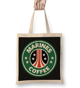 Aliens Marines Coffee Starbucks Bez Çanta Uzun Saplı