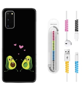 Samsung A02S A03S A10 A12 A13 A21S A22 Kılıf Kablo Koruma Spiral Silikon Aşık Avokadolar 1642