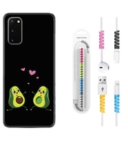 Samsung A02S A03S A10 A12 A13 A21S A22 Kılıf Kablo Koruma Spiral Silikon Aşık Avokadolar 1642