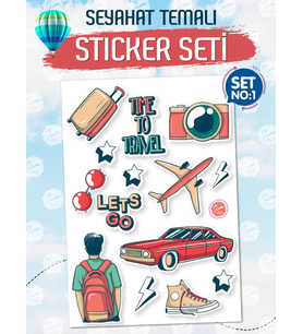 Seyahat Temalı Bavul Sticker Etiket Çıkartma S1 (Laptop Tablet Suluk Telefon Valiz Defter Kitap)-T969