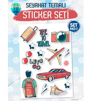 Seyahat Temalı Bavul Sticker Etiket Çıkartma S1 (Laptop Tablet Suluk Telefon Valiz Defter Kitap)-T969