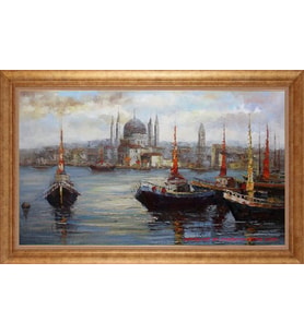EV İŞYERİ OFİS İÇİN ALTIN ÇERÇEVELİ PASPARTULU TABLO S420