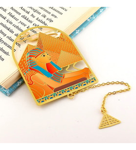 Sfenks Piramit Antik Mısır Bookmark Metal Ayraç Kitap Ayracı Zincirli AY054