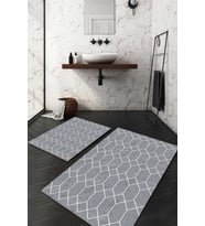 Dijital Baskılı Kaymaz Taban Yıkanabilir 2'li Klozet Takımı Banyo Paspası NDKZ-HT-458 (Gri)