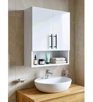 Kapaklı Banyo Dolabı, Çok Amaçlı Dolap, Banyo Ecza Dolabı,Beyaz, AsudeHome, 70x55x18 cm, Duvar Tipi