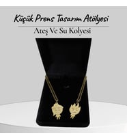 Ateş Ve Su Kolye Sevgililer Gününe Özel 2 li takım sevgili kadın erkek arkadaş gold altın rengi ARKADAŞ DOĞUMGÜNÜ HEDİYE
