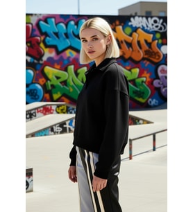 Kadın Polo Yaka Düşük Kol Regular Kalıp Örme Sweatshirt Fonksiyonel Dayanıklı Kaliteli Şık