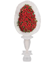 Tek Katlı Kırmızı Gerbera Çiçekleri Büyük Çelenk