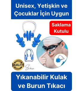 Kulak ve Burun Tıkama Seti Deniz Havuz İçin Su Kaçmasını Önleyici Tıkaç Yüzücü Tıkacı Silikon