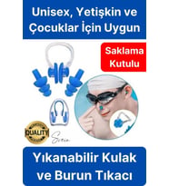 Kulak ve Burun Tıkama Seti Deniz Havuz İçin Su Kaçmasını Önleyici Tıkaç Yüzücü Tıkacı Silikon