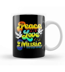 Peace Love Music Rave Festival Musical Hippie Kupa Bardak Porselen