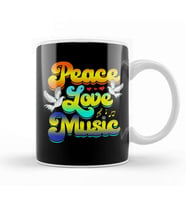 Peace Love Music Rave Festival Musical Hippie Kupa Bardak Porselen