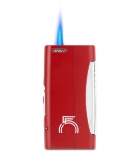 Tek Torch Pürmüz 55. Yıl Özel Üretim Dahili Delicili Kırmızı-Gümüş Puro Çakmağı - TR7745