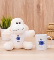 Kişiye Özel Kova Burcuna Hediye Peluş Koyun ve Beyaz Kupa