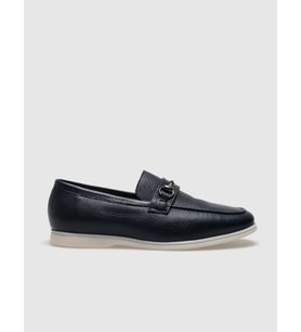 Hakiki Deri Lacivert Tokalı Erkek Loafer