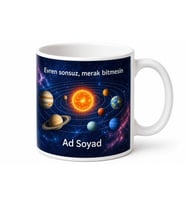 Güneş Sistemi Temalı Baskılı Kupa Bardak Uzay Hediye Porselen Mug