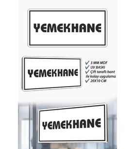 Yemekhane Yazılı Beyaz MDF Kapı Levhası