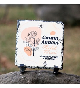 Canım Annem Tasarımlı İsme Özel Mesajlı Taş Baskı (Beyaz)