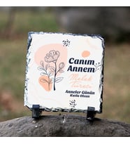 Canım Annem Tasarımlı İsme Özel Mesajlı Taş Baskı (Beyaz)