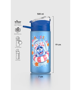 Renga Falcon Panda Desenli 500 ml Pipetli Mat Tritan Çocuk Matara 912037 Pembe (Mavi)
