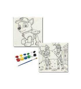Okul Etkinliği-2'li Tuval Boyama Seti. 20x20 Cm Uv Baskı 6 Akrilik Boya 1 Fırça-model-346