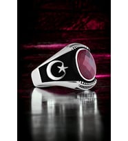 Ay Yıldız Temalı Faset Kesim Zirkon Taşlı Gümüş Yüzük