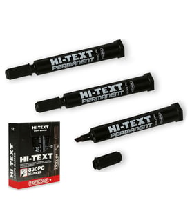 Hi-Text 830PC Kesik Uçlu Permanent Kalem 6 mm Siyah 12'li Kutu 