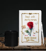 Sevgililer Gününe Özel Defter Kalem & Siyah Varil Kupa Hediye Seti 15