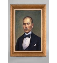 Çerçeveli Paspartulu Atatürk Tablo a473 (Gold)
