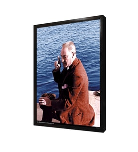 Atatürk Deniz Kıyısında Çerçeveli Mdf Tablo