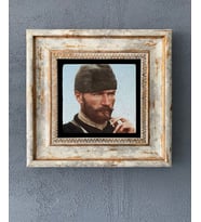 Çerçeveli Taş Duvar Dekoru 20 X 20 Cm Atatürk Görsel (Krem)