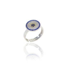 Nazar Boncuğu Tasarım Safir Zirkon Taşlı Kadın Yüzük (M)  201025065