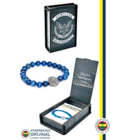 Fenerbahçe Orijinal Lisanslı Fb Lapis (8mm) Doğaltaş Bileklik Kişiye Özel Ahşap Kutul (Siyah)