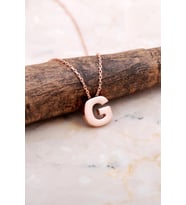 G Harfi Rose Gümüş Kolye 7860