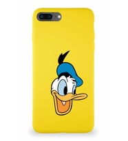 Apple iPhone 8 Plus Soft Premier Kapak Donald Duck-A Tasarımlı Silikon Kılıf - Sarı (Şeffaf)