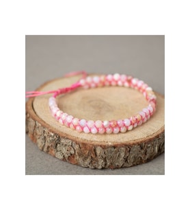 Opal Pembe 3-4mm Çift Sıra Doğal Taş Bileklik