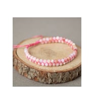 Opal Pembe 3-4mm Çift Sıra Doğal Taş Bileklik
