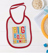 BK Kids Kişiye Özel Big Boss Tasarımlı Kırmızı Bebek Mama Önlüğü-1